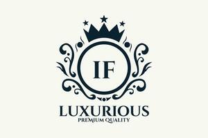 Initial  Letter IF Royal Luxury Logo template in vector art for luxurious branding  vector illustration.