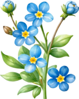 ai gegenereerd waterverf schilderijen van hout vergeet me niet bloemen. ai-gegenereerd. png