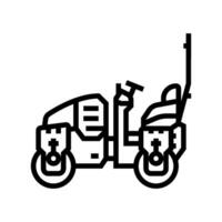 compaction roller construction vehicle line icon vector illustration