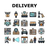 delivery autonomous robot icons set vector