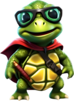 ai généré mignonne tortue dans une dessin animé personnage. ai-généré. png