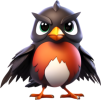 ai généré mignonne Robin oiseau dans une dessin animé personnage. ai-généré. png