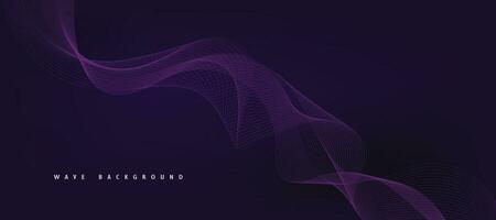 Purple background with flowing wave lines. Futuristic technology concept. Vector illustration