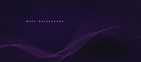 Purple background with flowing wave lines. Futuristic technology concept. Vector illustration