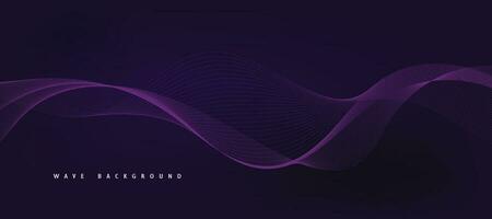 Purple background with flowing wave lines. Futuristic technology concept. Vector illustration