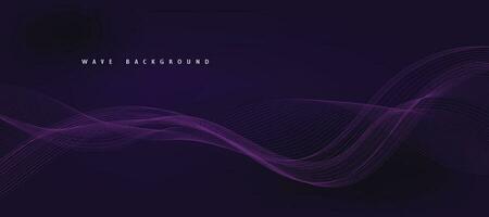 Purple background with flowing wave lines. Futuristic technology concept. Vector illustration