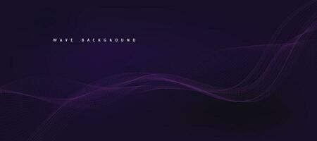 Purple background with flowing wave lines. Futuristic technology concept. Vector illustration