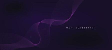 Purple background with flowing wave lines. Futuristic technology concept. Vector illustration