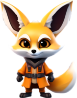 AI generated Cute Fox in a cartoon character. AI-Generated. png