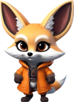 AI generated Cute Fox in a cartoon character. AI-Generated. png