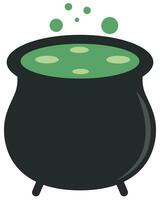 Cartoon halloween witches cauldron with deadly poison illustration. vector