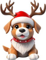 AI generated Puppy at a Christmas-themed party. AI-Generated. png