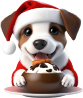 AI generated Puppy at a Christmas-themed party. AI-Generated. png