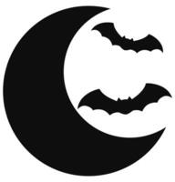 Luna y murciélagos icono aislado blanco antecedentes. vector