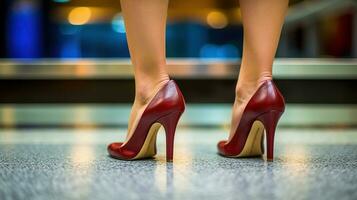 The Enchanting Slim Legs of a Woman in Heels. Generative AI photo