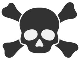 Crossbones or death skull, danger or poison flat vector isolated on white background.