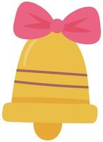 Cute bell tied with festive with pink bow isolated on white background. vector