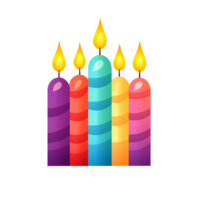 AI generated colorful candle Flat style illustration png