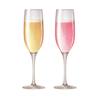 AI generated illustration champagne in tall glasses png