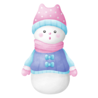 schattig pastel Kerstmis sneeuwman illustratie png