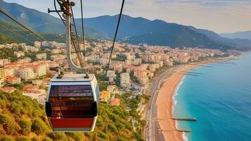 Cable Car Perspectives, Spectacular City Views from Above. Generative AI photo