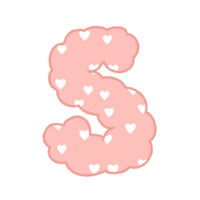 letter Alphabet Cloud Bubble heart pattern Cute Typography pastel colorful Trendy Retro Y2k childish for birthday nursery baby shower png