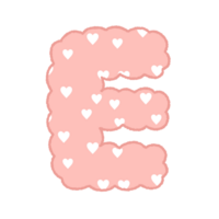 letra alfabeto nube burbuja corazón modelo linda tipografía pastel vistoso de moda retro y2k infantil para cumpleaños guardería bebé ducha png