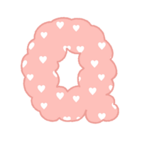 letter Alphabet Cloud Bubble heart pattern Cute Typography pastel colorful Trendy Retro Y2k childish for birthday nursery baby shower png