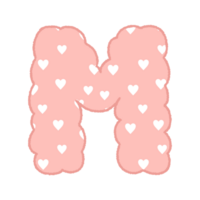 letter Alphabet Cloud Bubble heart pattern Cute Typography pastel colorful Trendy Retro Y2k childish for birthday nursery baby shower png