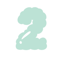 numero alfabeto nube bolla carino tipografia pastello colorato di moda retrò y2k infantile per compleanno asilo bambino doccia png