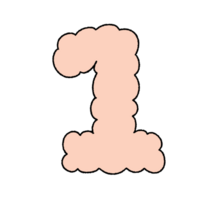 numero alfabeto nube bolla carino tipografia pastello colorato di moda retrò y2k infantile per compleanno asilo bambino doccia png