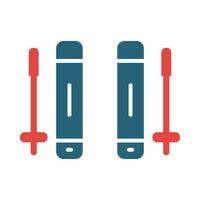 Ski Vector Glyph Two Color Icon For Personal And Commercial Use.