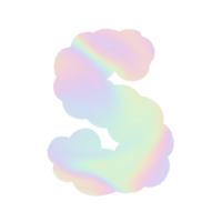 Brief holographisch y2k Alphabet Wolke Blase süß Typografie Pastell- bunt modisch retro kindisch zum Geburtstag Kindergarten Baby Dusche png