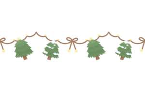 Aquarell süß Weihnachten Baum Band Ornament Star hängend Element Gekritzel Rand Weihnachten Rahmen nahtlos Muster png