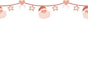 Watercolor cute pink Christmas santa ribbon Ornament star Hanging Element doodle Border Xmas frame png