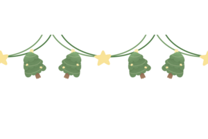 acquerello carino Natale albero nastro ornamento stella sospeso elemento scarabocchio confine natale telaio senza soluzione di continuità modello png