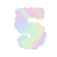 number Holographic y2k Alphabet Cloud Bubble Cute Typography pastel colorful Trendy Retro childish for birthday nursery baby shower png