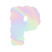 Brief holographisch y2k Alphabet Wolke Blase süß Typografie Pastell- bunt modisch retro kindisch zum Geburtstag Kindergarten Baby Dusche png