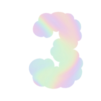 Nummer holographisch y2k Alphabet Wolke Blase süß Typografie Pastell- bunt modisch retro kindisch zum Geburtstag Kindergarten Baby Dusche png