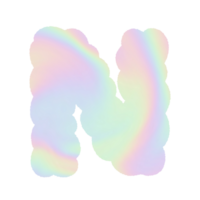 letter Holographic y2k Alphabet Cloud Bubble Cute Typography pastel colorful Trendy Retro childish for birthday nursery baby shower png