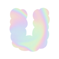 letter Holographic y2k Alphabet Cloud Bubble Cute Typography pastel colorful Trendy Retro childish for birthday nursery baby shower png