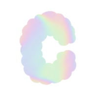 brief holografische y2k alfabet wolk bubbel schattig typografie pastel kleurrijk modieus retro kinderachtig voor verjaardag kinderkamer baby douche png