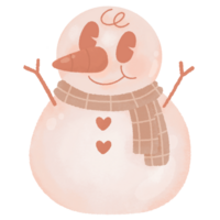 Cute winter snowman Pink Christmas watercolor groovy retro vintage Clipart Ornament png