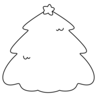 christmas tree outline doodle Merry Christmas and Happy New year. trendy retro groovy cartoon style. png