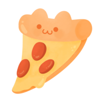 Cute Kawaii cat bread bun pizza fast food happy character American food png