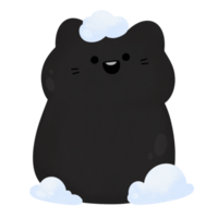 carino contento nero gatto Sorridi con bianca neve per inverno nuovo anno e Natale acquerello cartone animato stile png