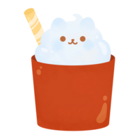 carino kawaii gatto frappè dolce bevanda menù veloce cibo contento personaggio americano cibo png