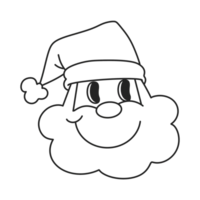 santa outline doodle Merry Christmas and Happy New year. trendy retro groovy cartoon style png