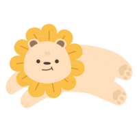 baby Lion and sunflower cute animal cartoon autumn cozy png