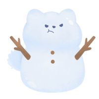 mignonne content chat élongation blanc neige pour hiver Nouveau année et Noël aquarelle dessin animé style. png